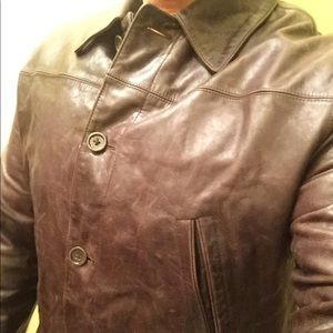 Men’s dark brown leather jacket (XL)